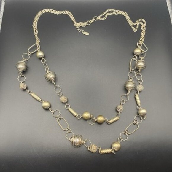 Lot 6 Vintage Style Statement Necklaces Bronze Gold Faux Pearl Beaded Boho Layer - Picture 7 of 14